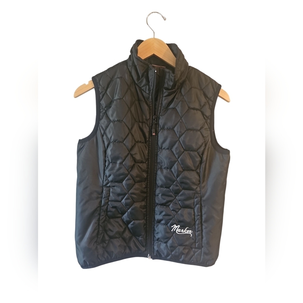 Marker Black Quilted Ski Vest Sz Small